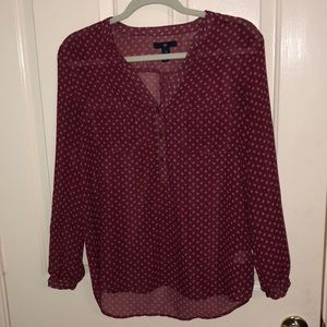 GAP Maroon Blouse with White Detailing